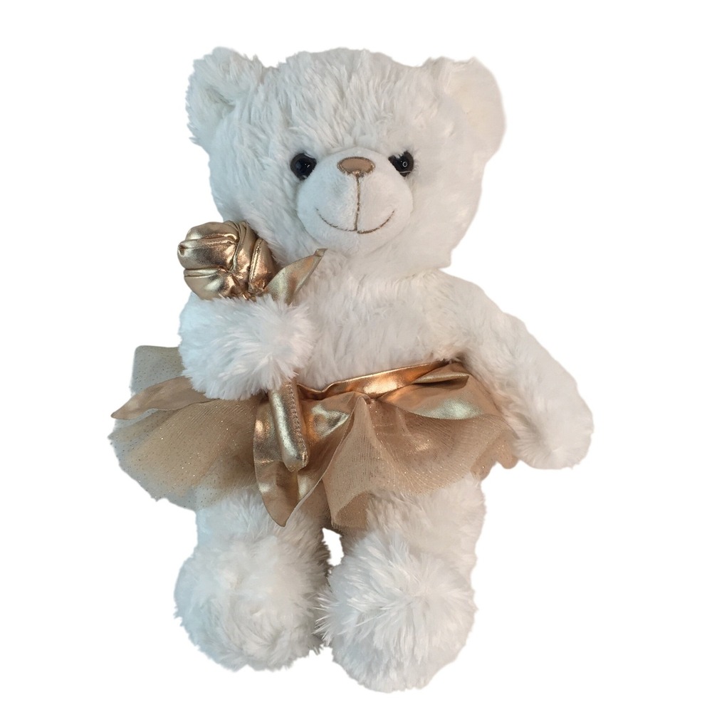 Inter-American Products Plush Bear 17in White Gold Tutu Rose Ballerina 2018‎